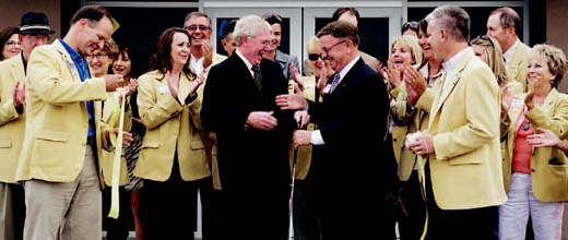 Byron Hill, president of ABC Labs spoke during the ceremony and helped cut the ceremonial ribbon.