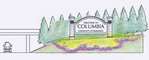 The new Columbia welcome sign proposed for the eastbound Interstate 70 entrance to the city will be financed in full by Larry Potterfield of MidwayUSA.
