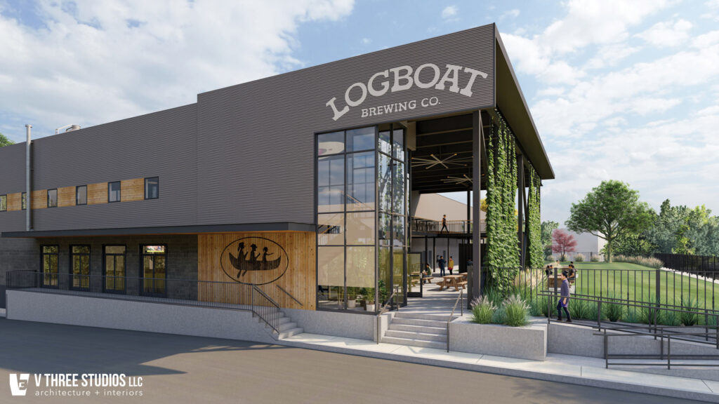 Logboat Brewing Company rendering of new taproom entrance