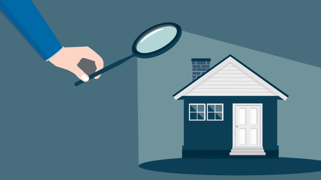 Illustration of Magnifying Glass Over a Home