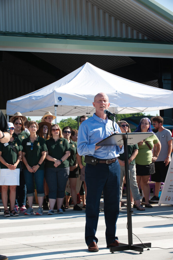 MFA President and CEO Ernie Verslues delivered remarks at the dedication of the Columbia Farmers Market in 2019 on behalf of the MFA Foundation, a charitable organization comprised of MFA Incorporated, MFA Oil Company and affiliates of both companies.