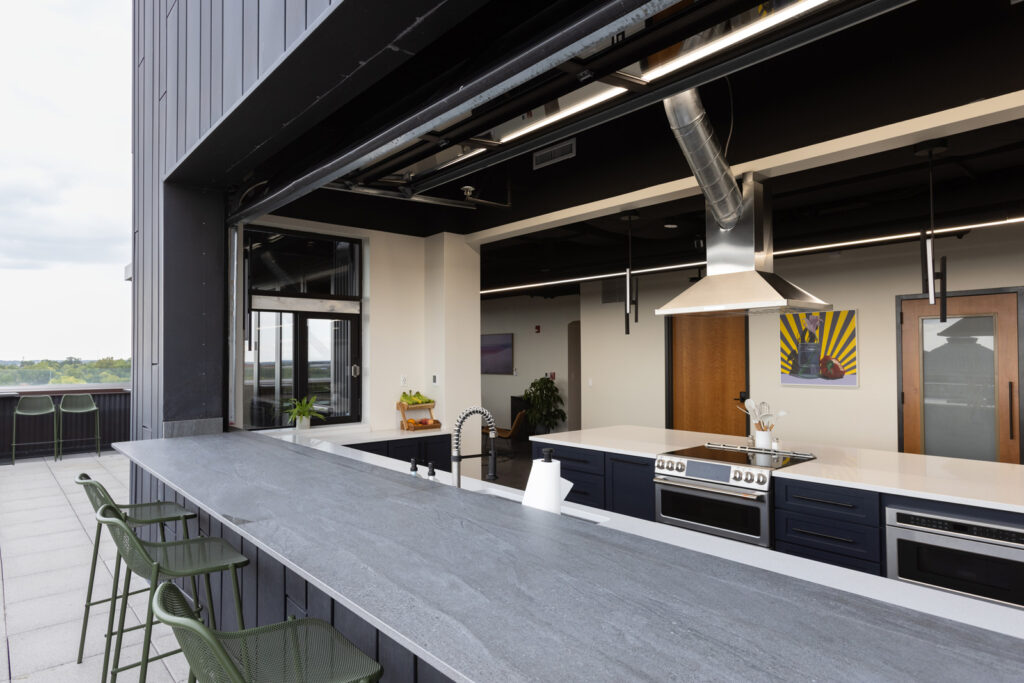 Indoor Outdoor Kitchen In The New Surety Bonds Downtown Offices