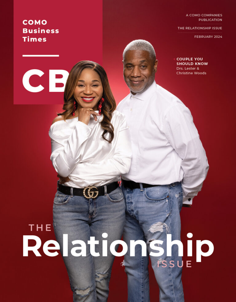 Drs. Lester and Christine Woods on the cover of COMO Business Times' Relationship Issue