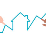 Pointing Hands at differing points of a house-shaped line graph.