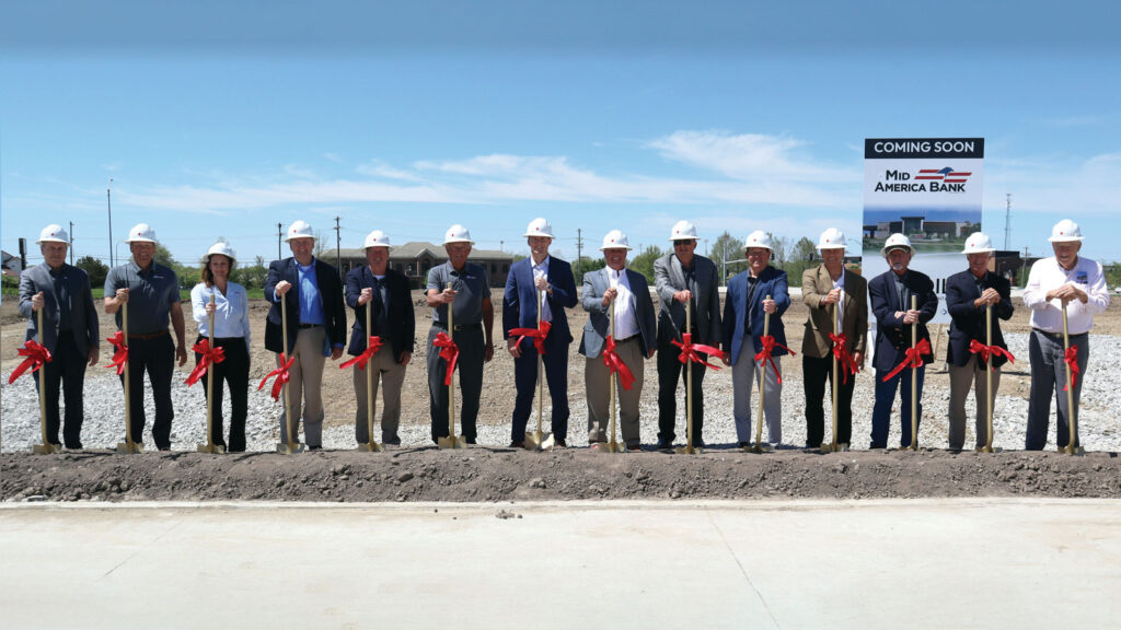 Mid America Bank broke ground on its new location at the corner of S. Providence and Southampton Drive at 4601 Stellar Drive.