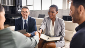 Four people during an interview