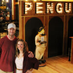 Gia and Rob Reade in front of the Penguin restaurant and piano bar in downtown Columbia, Missouri.