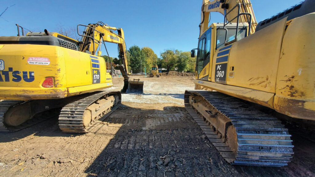 Contruction Machines Sit On A Lot Prepared For Affordable Housing