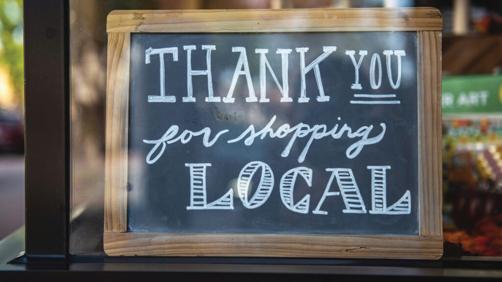 Local Business With A Thank You Sign In Window