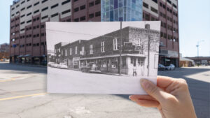 Featured Corner Perspective Garage Sharp End Now And Then