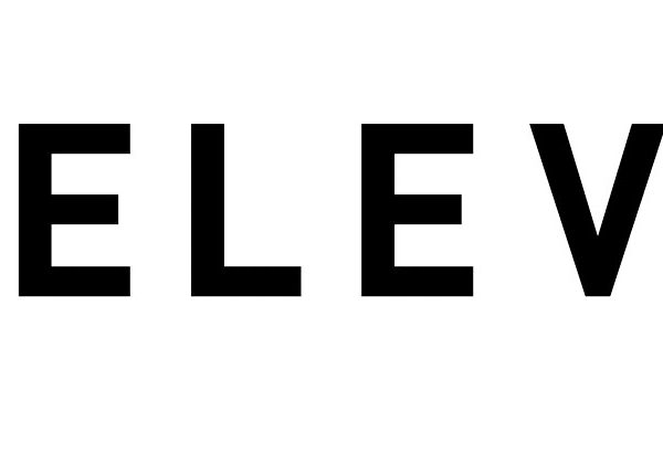 Elevate logo - blue and black arrow in left corner