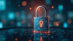 padlock with an orange key hole