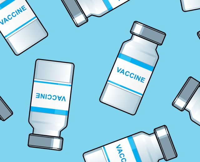 blue-background-with-illustrated-vaccine-bottles-in-a-random-pattern