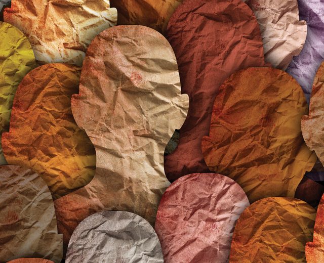 Crumpled Paper Silhouettes Of Heads