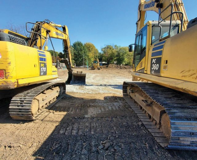 Contruction Machines Sit On A Lot Prepared For Affordable Housing