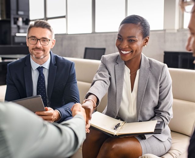 Four people during an interview