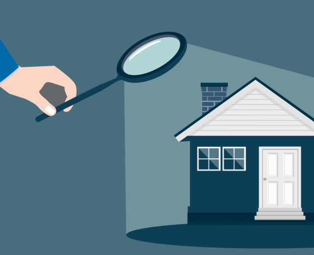 Illustration of Magnifying Glass Over a Home